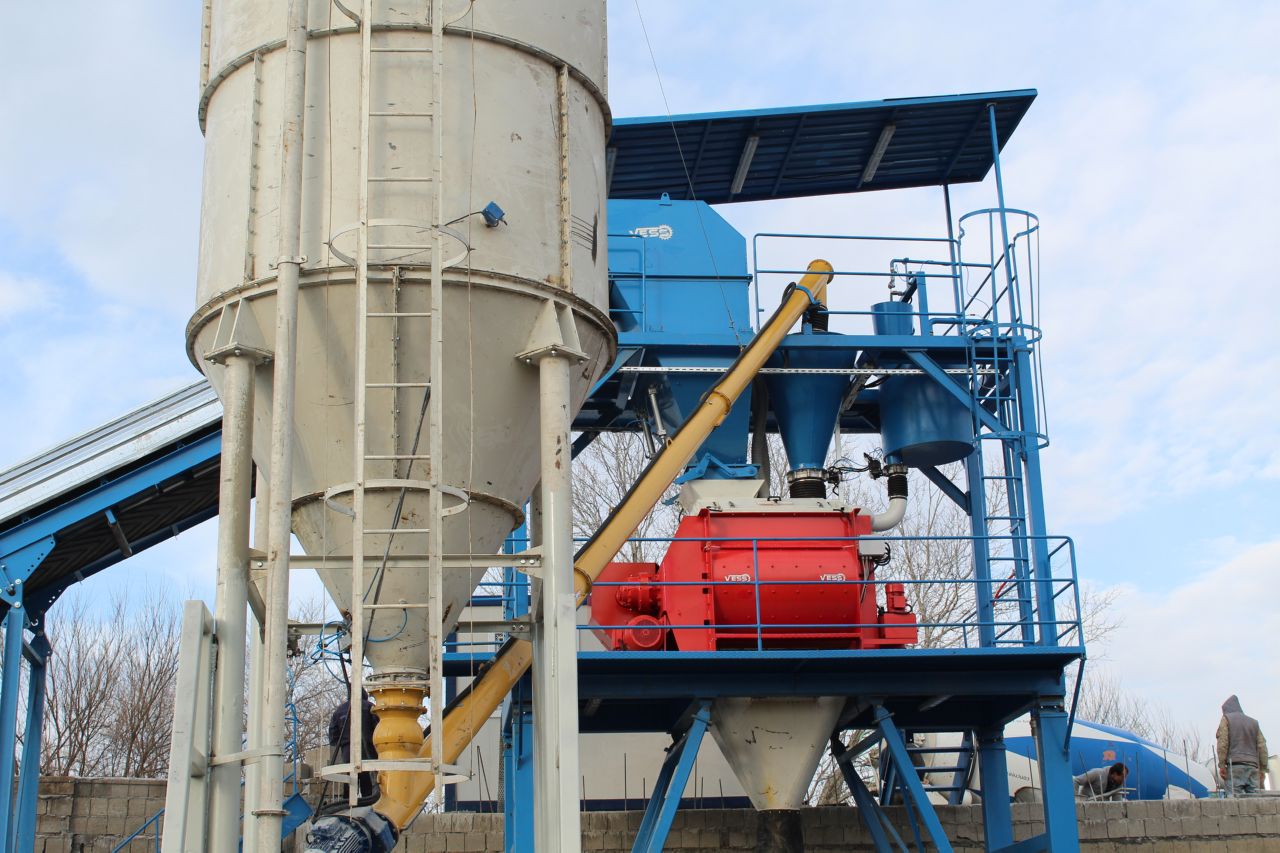 Stationary concrete batching plant