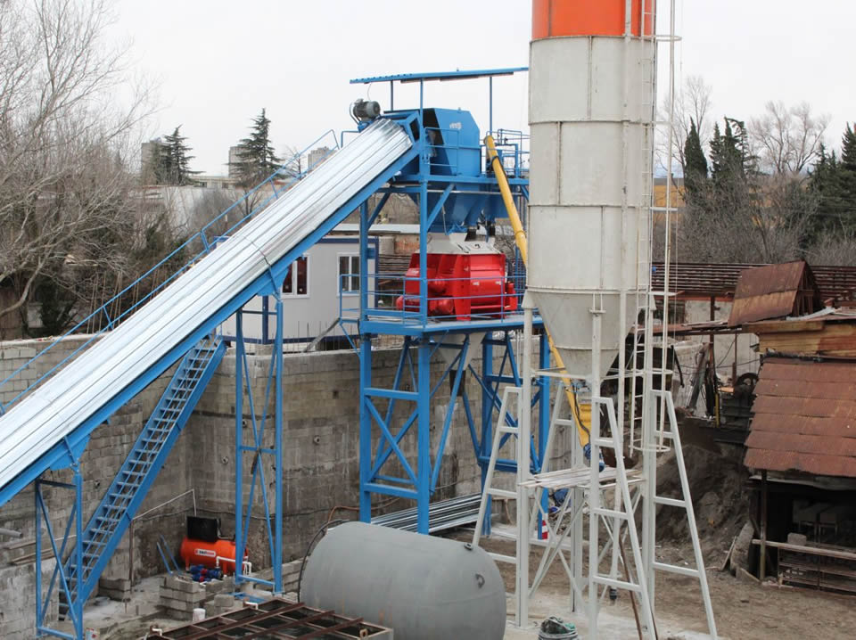 60 m³/h stationary concrete batching plant in Tbilisi, Georgia
