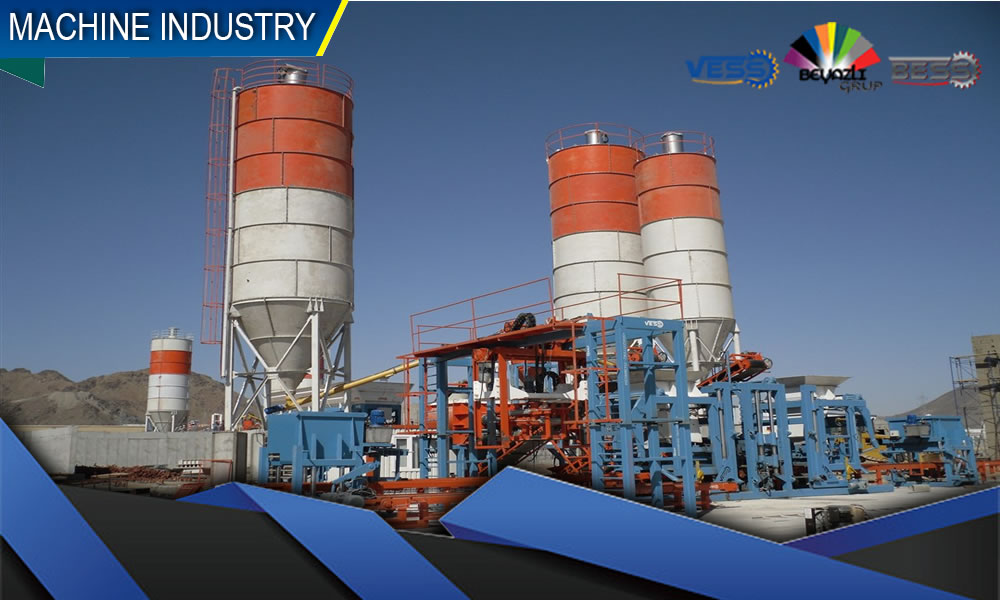 Máquina de bloques de concreto y silos de cemento
