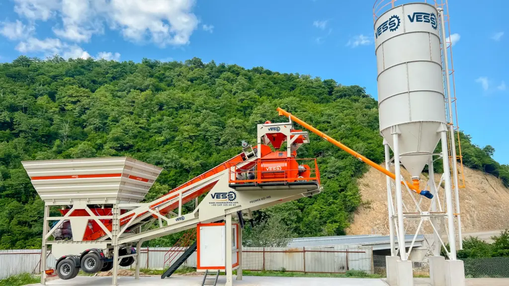 VESS 60 TW mobile concrete batching plant reference installation