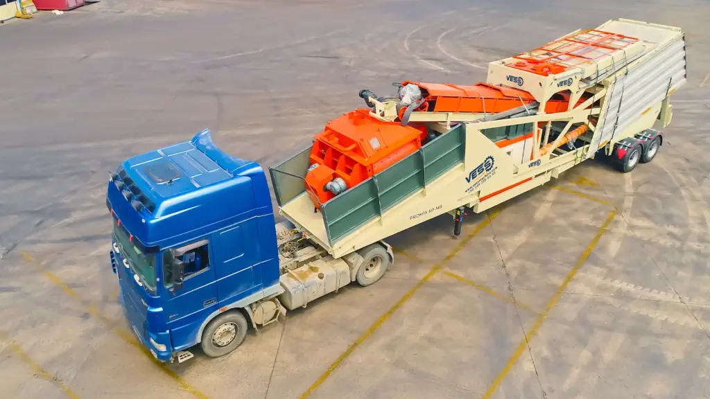 VESS 60 TW mobile concrete batching plant prepared for transport