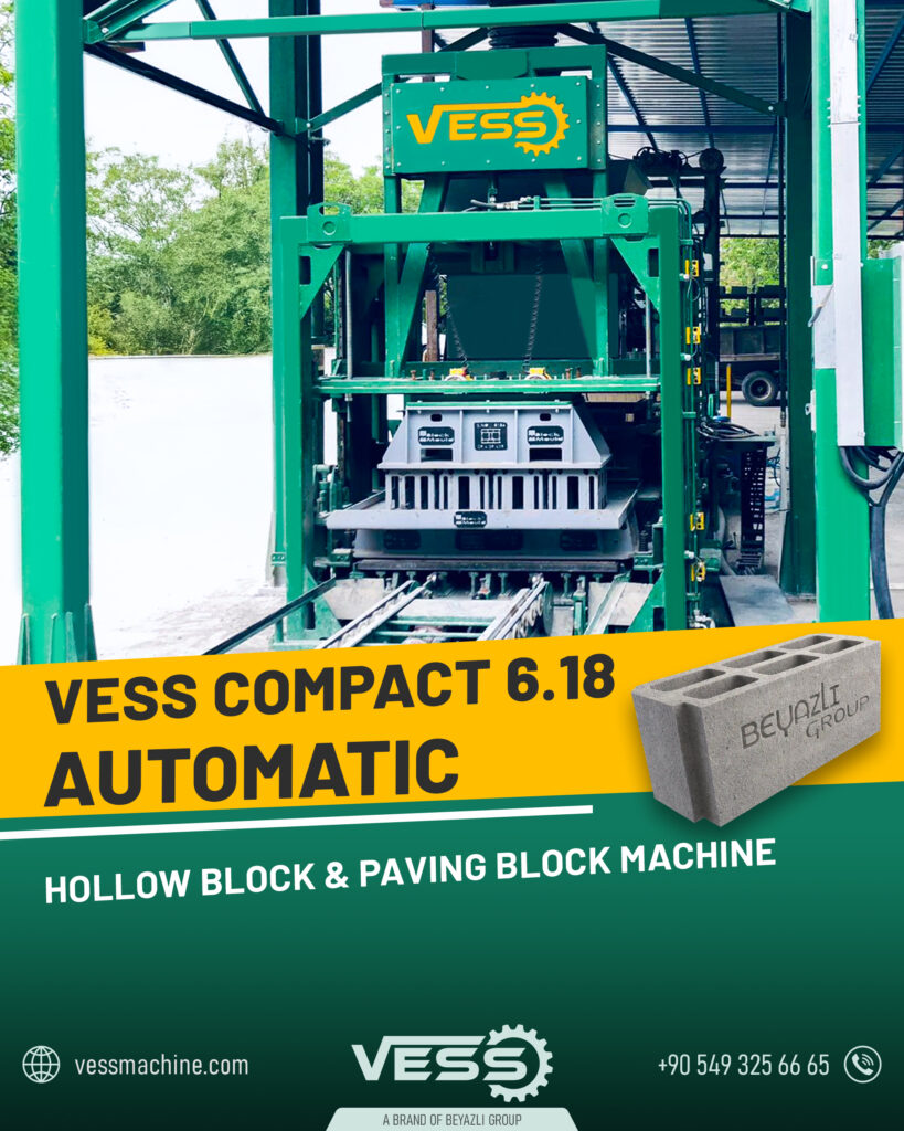 Front view of a reference VESS COMPACT 6.18 concrete block machine.